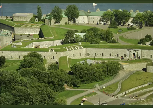 North America, Canada, Quebec, Quebec City. View from above of a section of the Citadel
