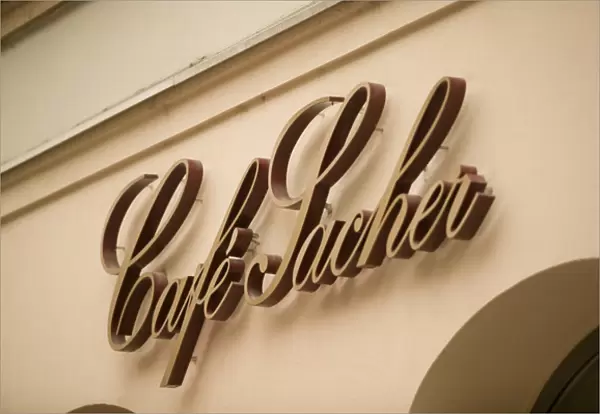 AUSTRIA-STYRIA (Stiermark)- GRAZ: Herrengasse- Pedestrian Zone Cafe Sacher Sign