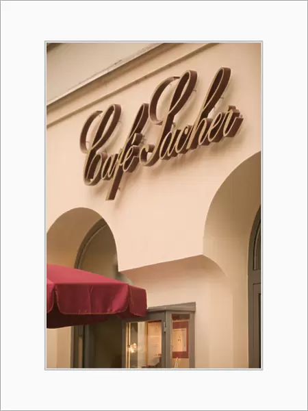 AUSTRIA-STYRIA (Stiermark)- GRAZ: Herrengasse- Pedestrian Zone Cafe Sacher Sign