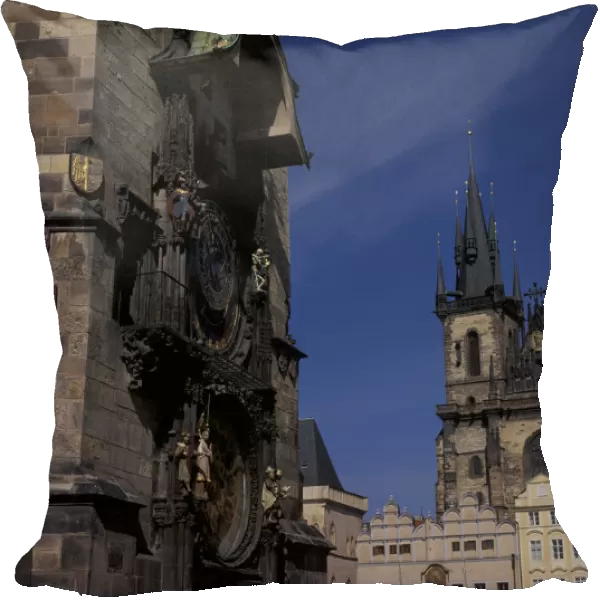 Europe, Czech Republic, Prauge. Old Town Hall, Tyn Church, Astrological Clock (Medium