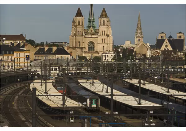 Train station, St Benigne Cathedral, Dijon, Cote d Or, Burgundy, France