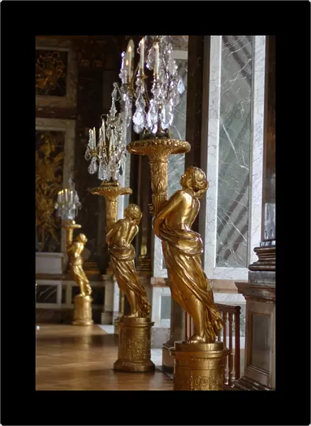 03. France, Versailles, Hall of Mirrors gold statues