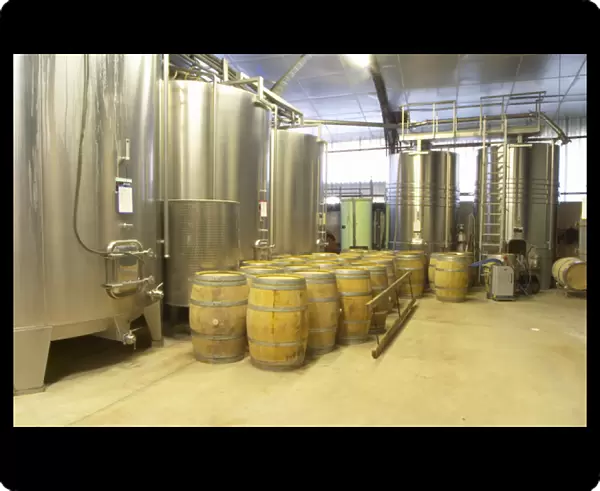stainless steel fermentation tanks and barriques Chateau Belingard Bergerac Dordogne