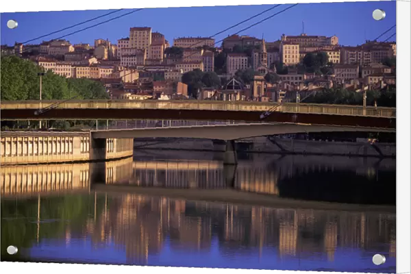 Europe, France, Rhone Valley, Lyon. Saone River and Croix Rousse