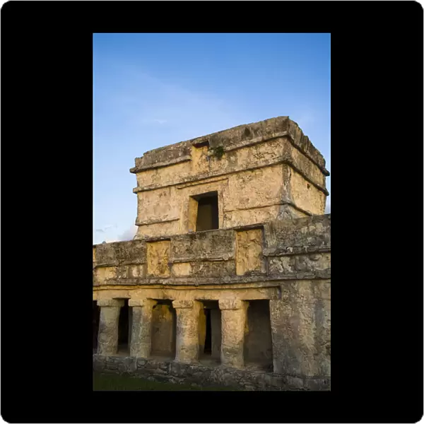 Mexico, Quintana Roo, Tulum, near Cancun, Yucatan Peninsula, Stonework detail, Temple