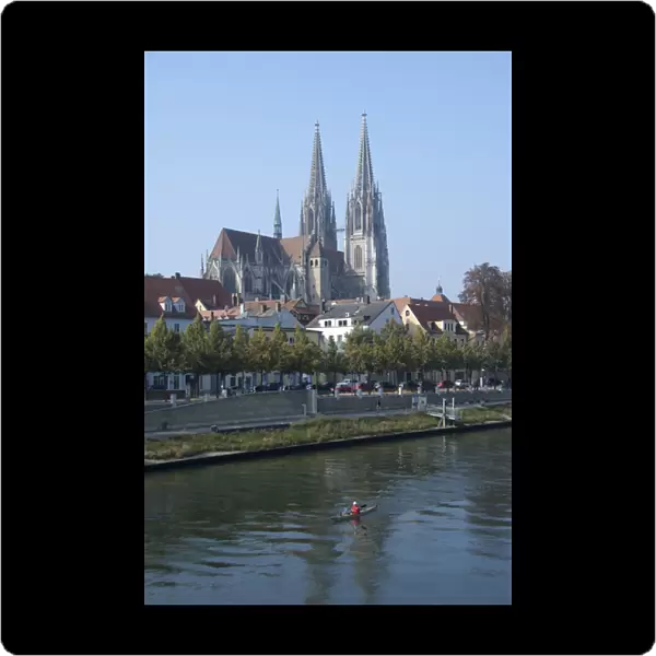 Germany, Regensburg. Historic St. Peters Cathedral along the Danube River
