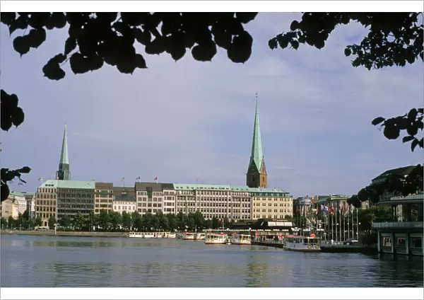 Hamburg, Germany with boats on the Alster. germany, german, europe, european