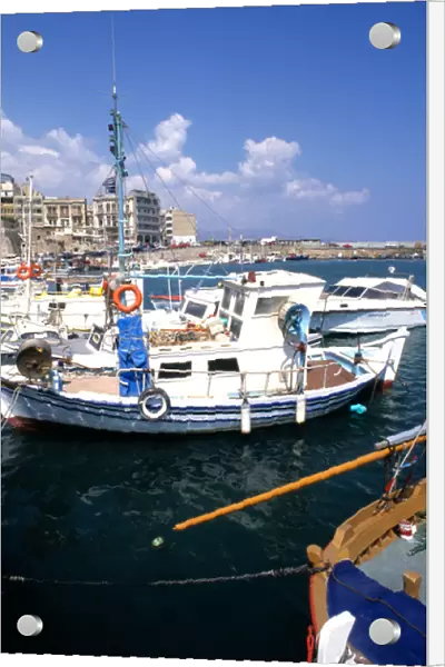 Crete port fishing boats in Heraklion Greece
