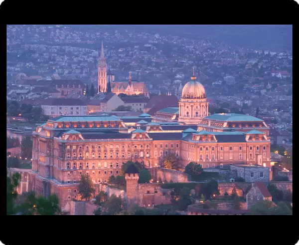 HUNGARY-Budapest: Evening View of Castle Hill from Gellert Hill