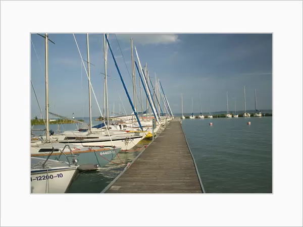 HUNGARY-Lake Balaton Region-BALATONFURED: Yacht Marina overlooking TIHANY