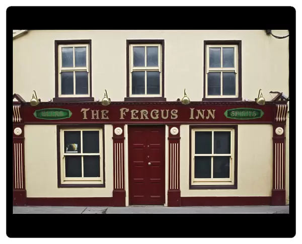 Europe, Ireland, Clarecastle. Exterior of The Fergus Inn pub. Credit as: Dennis Flaherty