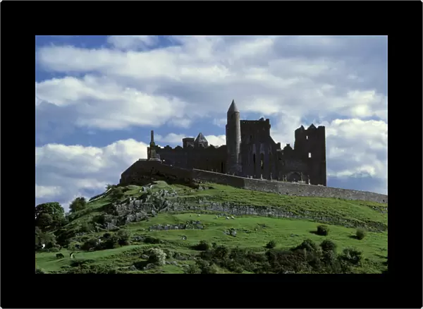 Europe, Ireland, Cashel. The Rock of Cashel sits on a high green hill in County Tipperary