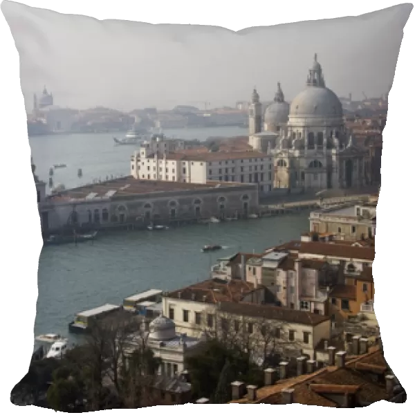 Europe, Italy, Venice. View of Basilica Santa Maria della Salute and Grand Canal from the Campanile