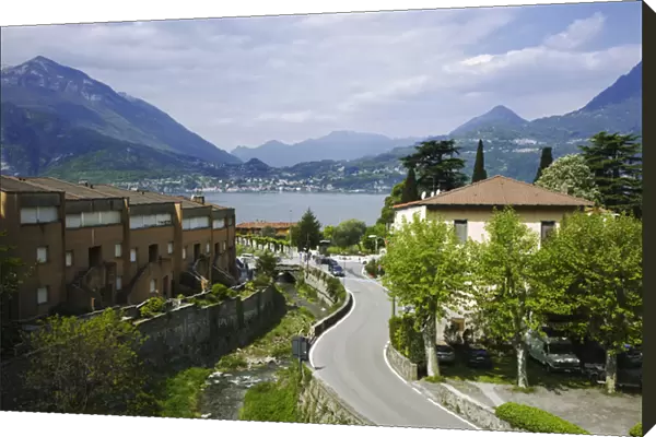 Europe, Italy, Lake Como. Road leads to the town of Varenna on the shores of Lake Como