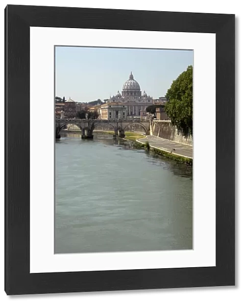 Europe, Italy, Rome. St. Peters Basilica (aka Basilica di San Pietro), Tiber River