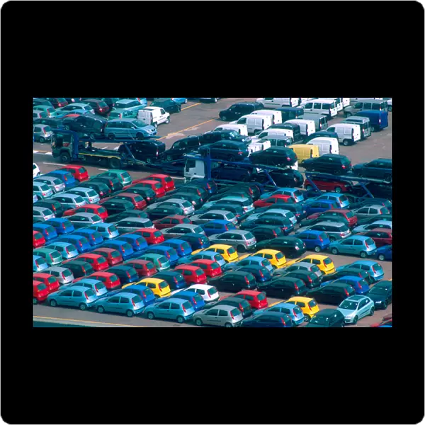 Europe, Italy, Salerno. Italian cars await export at the Port of Salerno