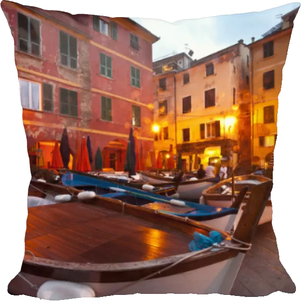 Europe, Italy, Tuscany, Cinque Terre. Fishing boats at rest in Vernazza in the Cinque