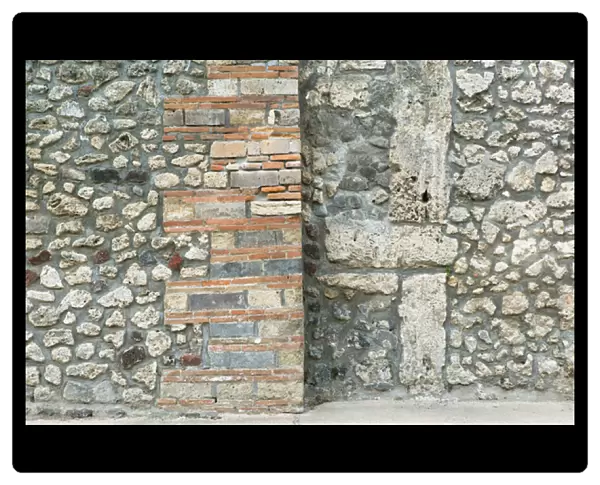Europe, Italy, Campania, POMPEI: Stone Wall Detail