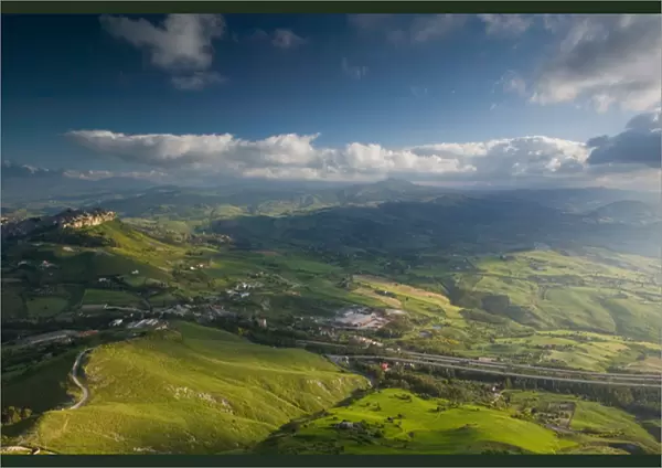 Italy, Sicily, Enna, Valley View with Autostrada A19