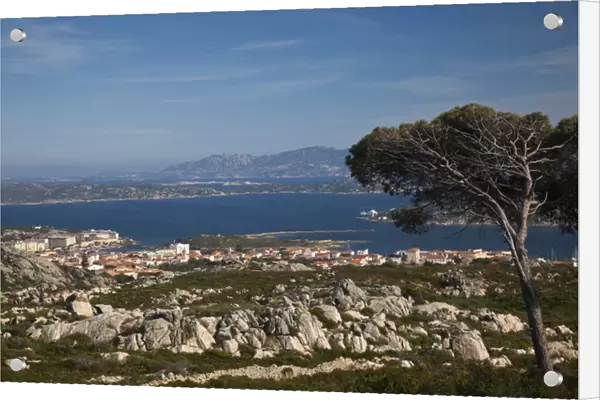 ITALY, Sardinia, La Maddalena. Aerial town view from the hills