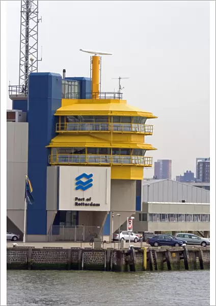 Harbor master control tower at the Port of Rotterdam, Netherlands