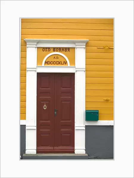Norway, Egersund, Red Door yellow wall