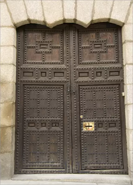 Spain, Madrid. City Square. Historic doors