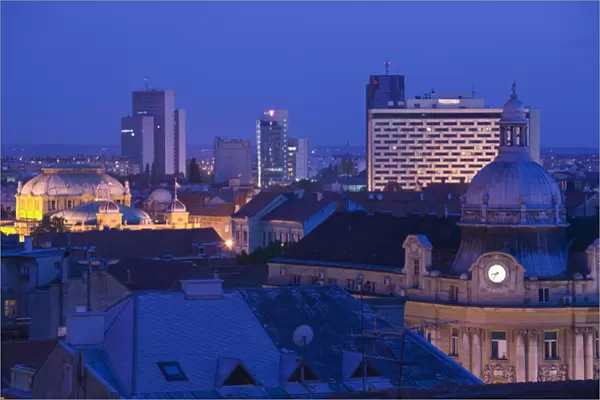 Croatia-Zagreb. City View from Upper Town  /  Evening