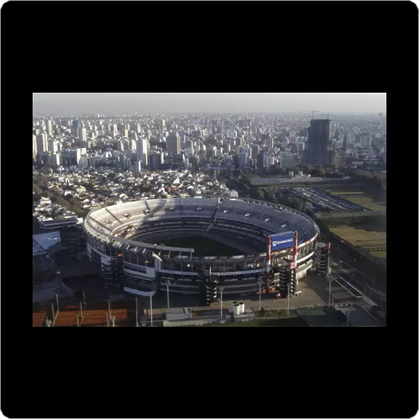 Flying to Aeroparque AEP airport in Buenos Aires: Estadio Monumental in Barrio River