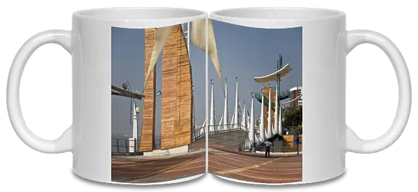 South America, Ecuador, Guayaquil. The Malecon has many different features such as