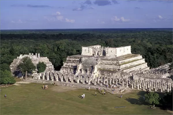 Mexico, Yucatan. Temple of Columns; Chichen Itza ruins, Maya Civilization, 7th-13th