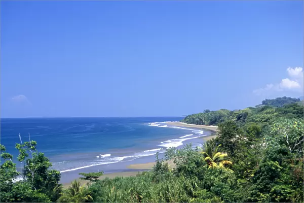 Marino Ballena National Park, Costa Rica. Overview of the coastline with rainforest