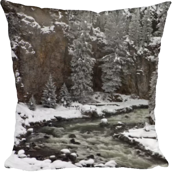Firehole River Canyon in winter in Yellowstone National Park