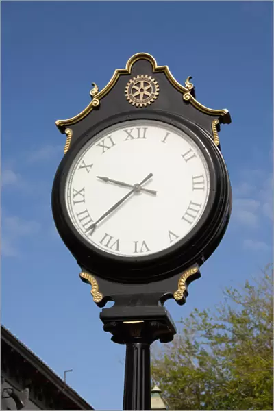 Georgia, Savannah. Old clock in the City Market area