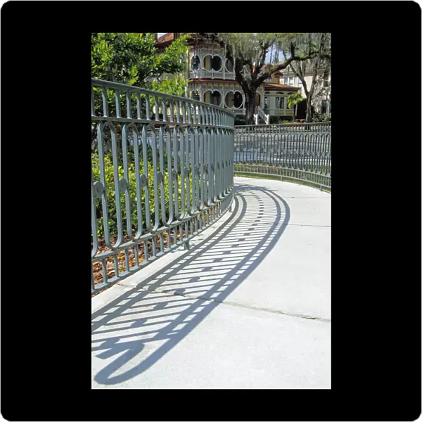N. A. USA, Georgia, Savannah. Iron railing along walkway