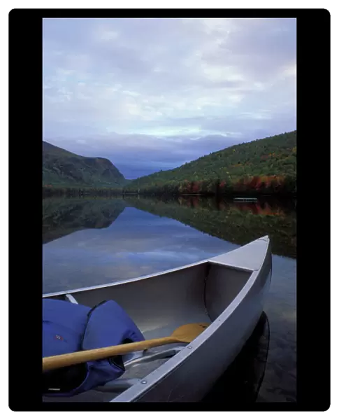 Baxter State Park, ME. Canoeing on lower South Branch Pond. Fall foliage. Northern
