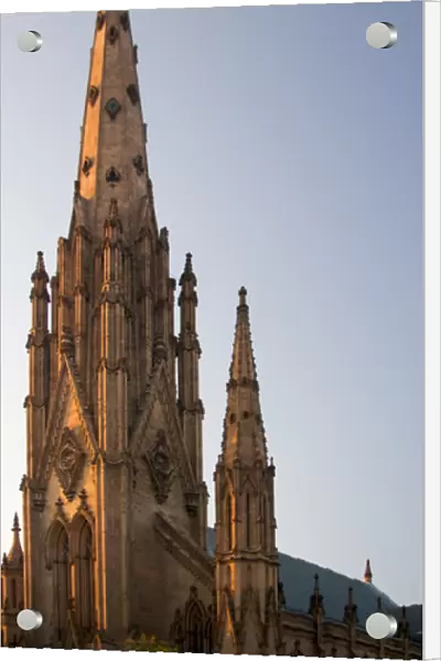 BALTIMORE, MARYLAND. USA. Spires of the First and Franklin Street Presbyterian Church at sunset