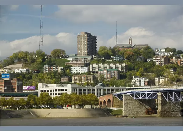 USA-Ohio-Cincinnati: Mt. Adams Neighborhood and Purple People Bridge