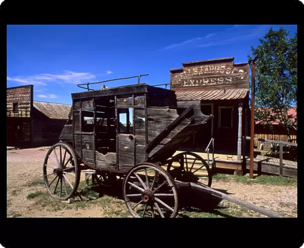 Stagecoach in old 1880s ghost town in Murdo South Dakota used in many movies