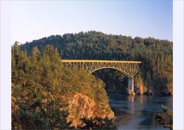 The Deception Pass Bridge between Fidalgo and Whidbey Islands in the afternoon light