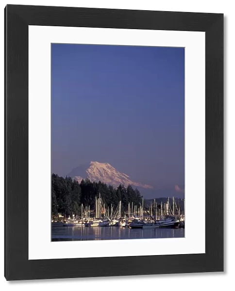 NA, USA, Washington Marina with Mt. Rainier in background