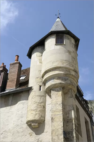 Europe, France, Burgundy, Nievre, Nevers. Old stone tower on a fortress