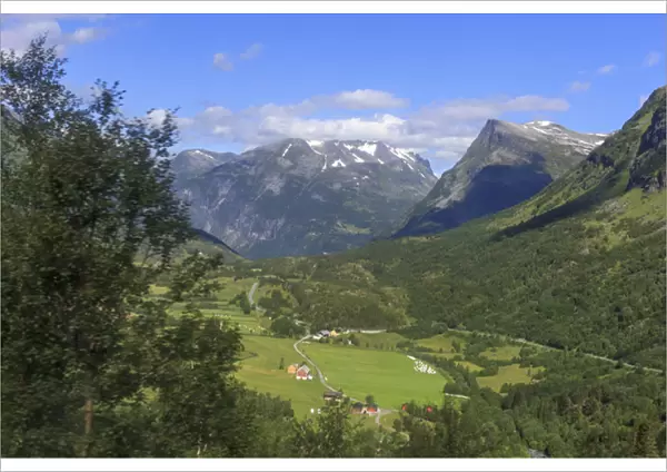 UNSCO World Heritage Site. Mountainside homes. Geiranger. Norway