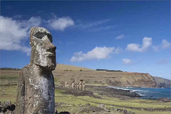 Chile, Easter Island, Hanga Nui. Rapa Nui National Park, Ahu Tongariki