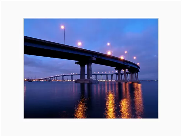 USA, California, San Diego, Coronado Bridge curves over San Diego Bay