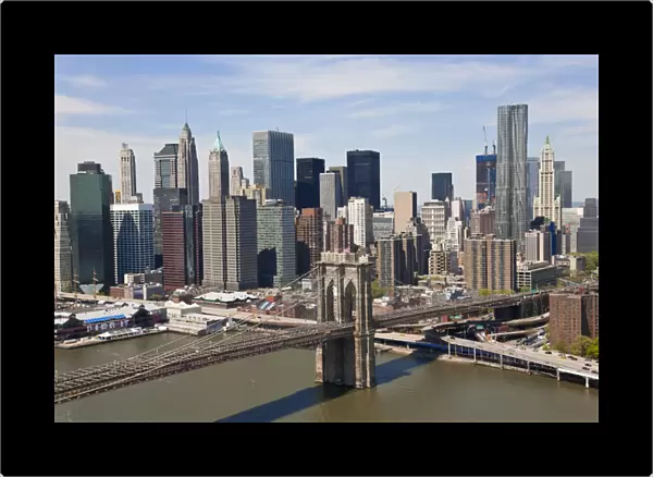 Cityscape of Lower Manhattan and Brooklyn Bridge New York City, USA