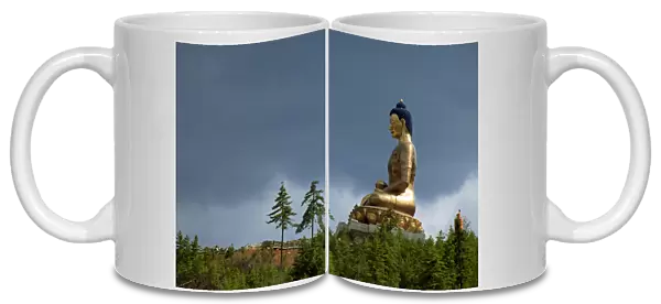 Asia, Bhutan. Thimpu. The Buddha Dordenma statue, bronze and gilded in gold, is the