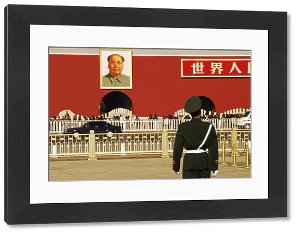 China, Beijing, Tiananmen Square, guard posted on Tiananmen square, the Tiananmen
