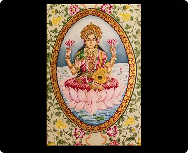 India, Rajasthan, Bikaner, Karni Mata Temple, Painting of goddess Lakshmi