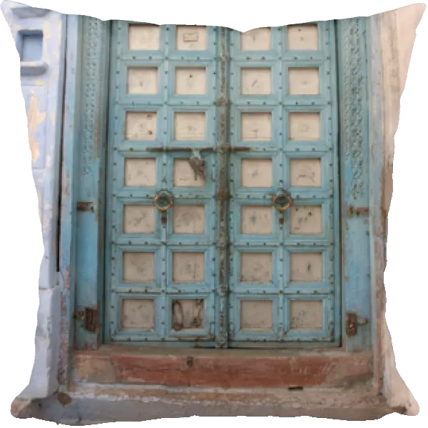 Blue-painted door, Jojawar, Rajasthan, India